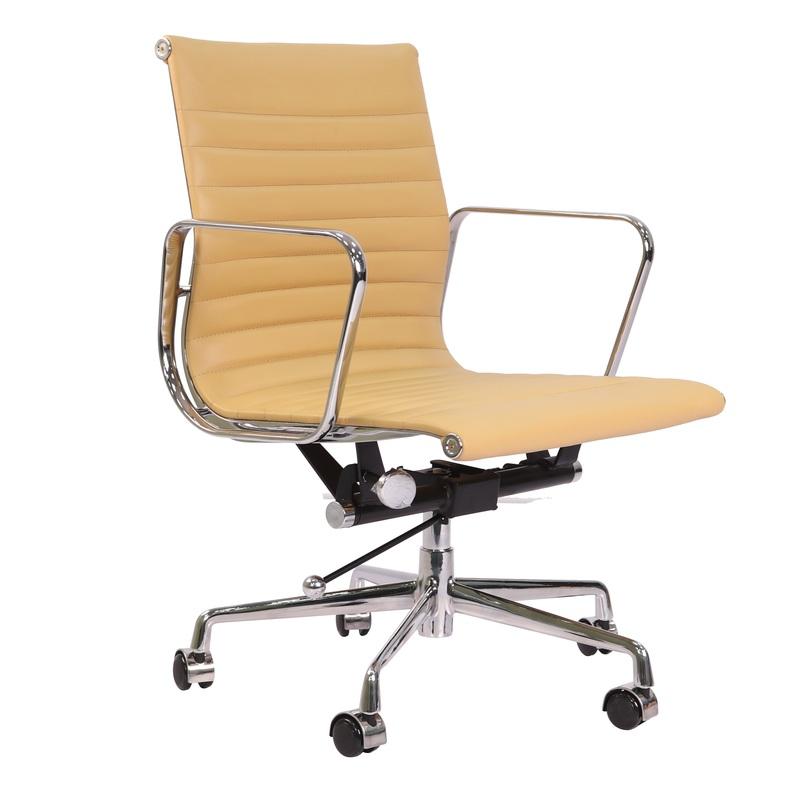 Eames Thin Pad Office Chair Camel Leather - Replica - Low back - DECOMICA